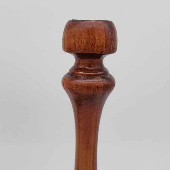 Vintage Wooden Candlestick Holder Large Smooth Design Pair Set of 2 12" - Picture 5 of 12